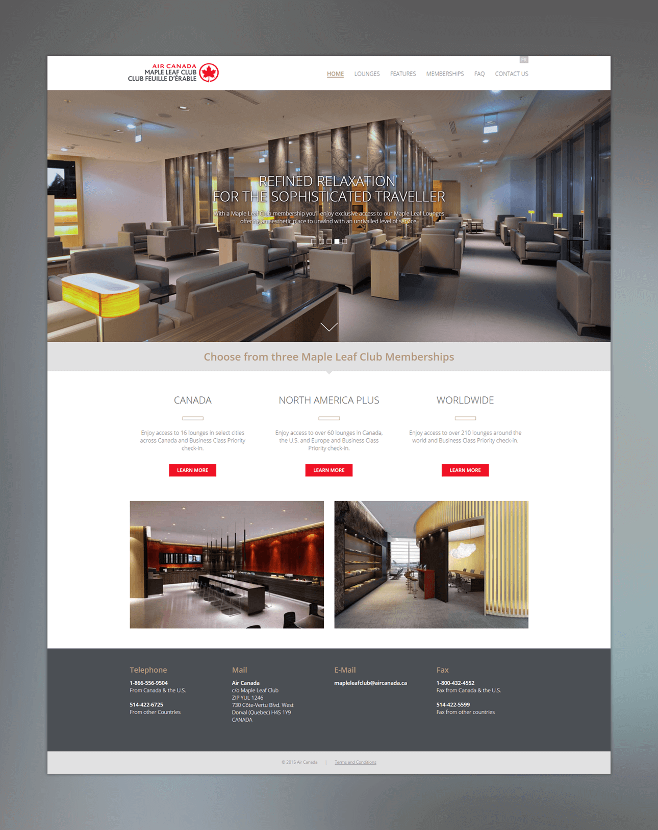 Screen captures of Air Canada's Maple Leaf Club website.